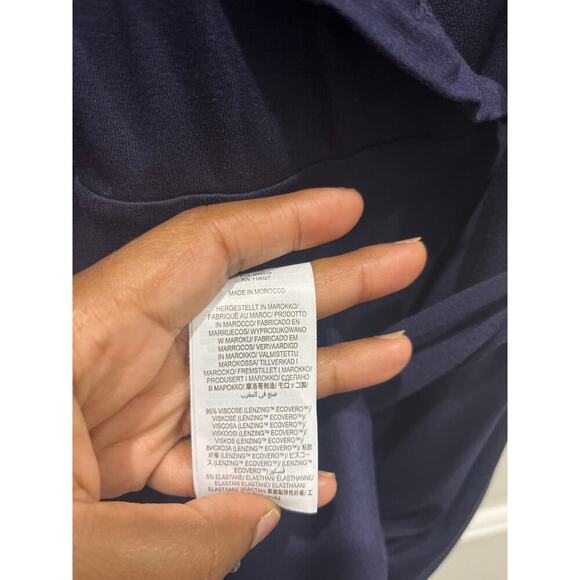 NWT Boden Navy Ruffle Fixed Wrap Jersey Dress Sz US 6 - Picture 7 of 11